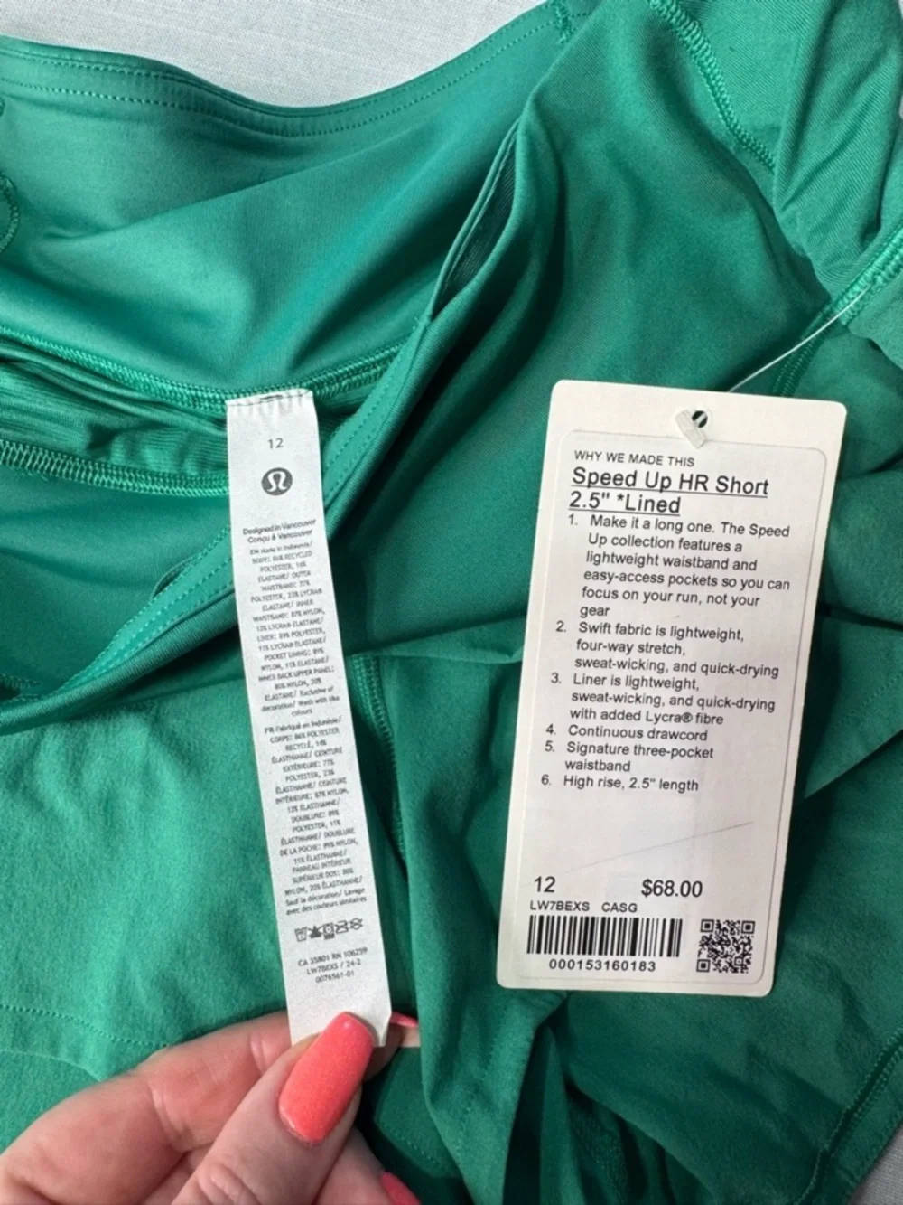 Lululemon Speed Up High Rise Short Cascadia Green Size 12 NWT - Picture 7 of 7